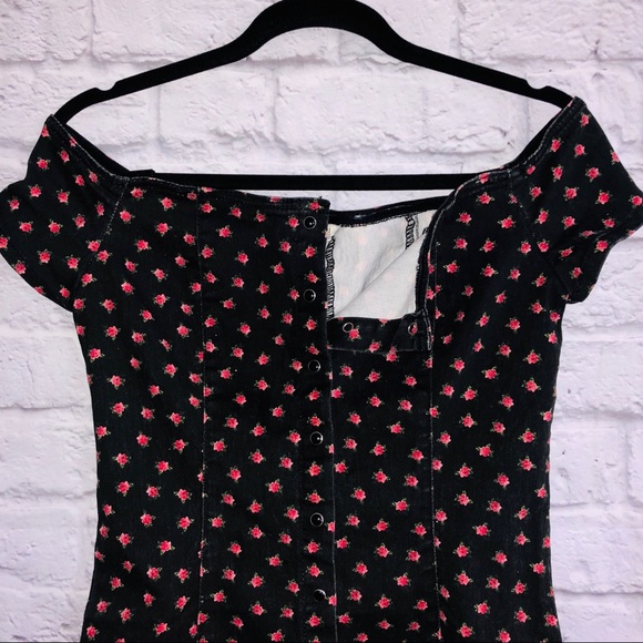 Mini Floral Button Down Mini Denim Dress - Picture 3 of 8